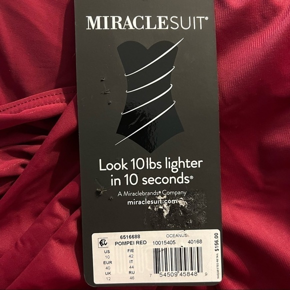 Miraclesuit Oceanus Slimming V-Neck Pompei Red One-Piece Swimsuit - Picture 9 of 11